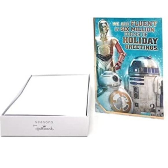 Hallmark Star Wars Christmas Cards 16 C3PO R2D2 Holiday Greetings Box Set - Picture 6 of 6